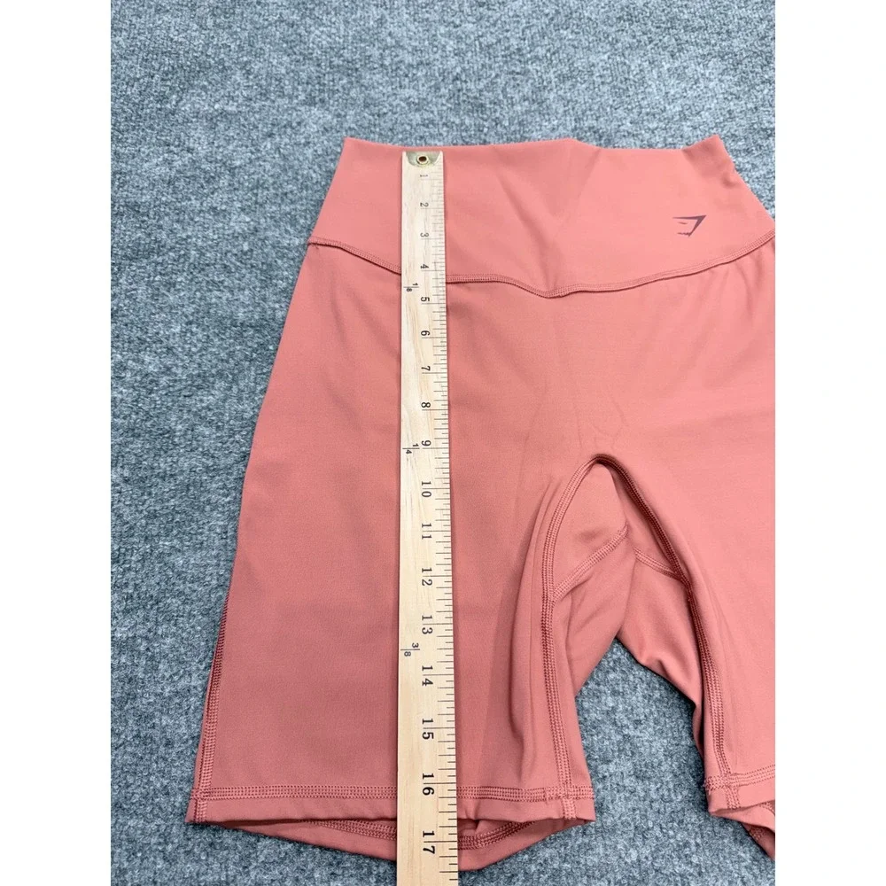 Gymshark Womens Medium Terracotta Clay High‎ Waisted Biker Shorts Activewear Top